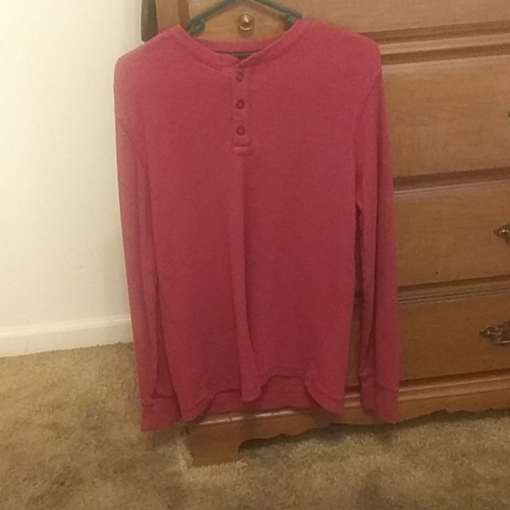 Red Long Sleeve Button up Thermal Dress Shirt